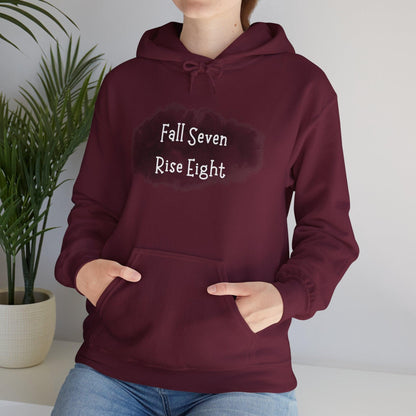 Inspirational Hoodie - Fall Seven Times, Rise Eight - Motivational Resilience Quote | CreoVibe | Price: $35.00 | Shop Now