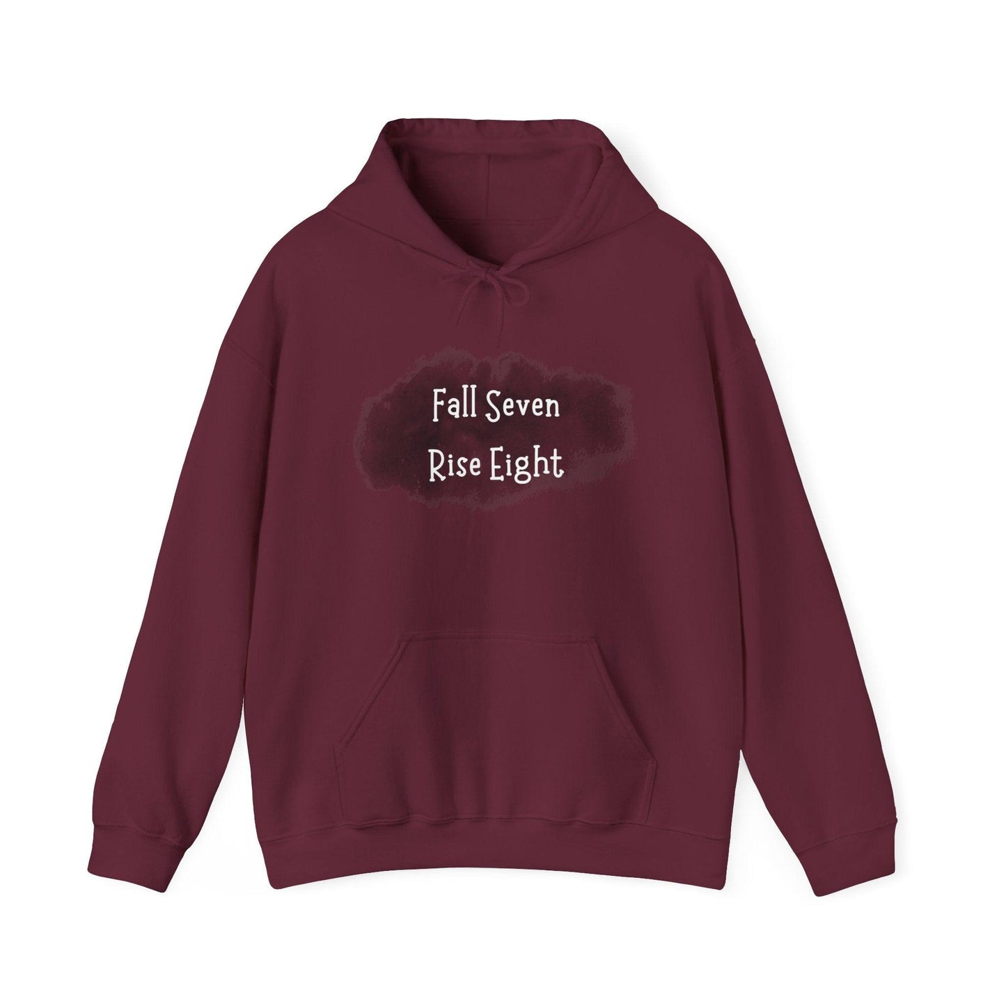 Inspirational Hoodie - Fall Seven Times, Rise Eight - Motivational Resilience Quote | CreoVibe | Price: $35.00 | Shop Now