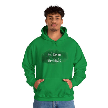 Inspirational Hoodie - Fall Seven Times, Rise Eight - Motivational Resilience Quote | CreoVibe | Price: $35.00 | Shop Now