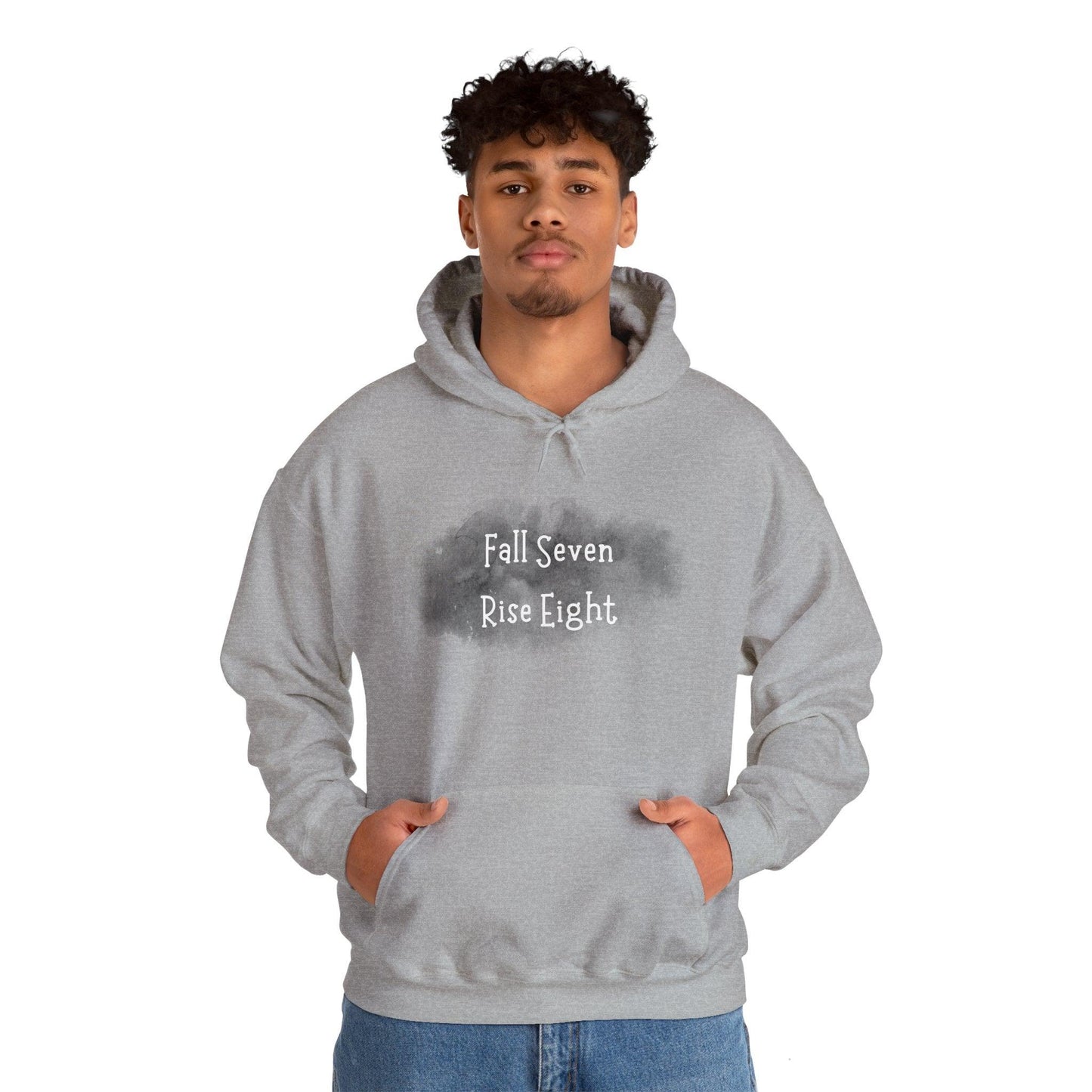 Inspirational Hoodie - Fall Seven Times, Rise Eight - Motivational Resilience Quote | CreoVibe | Price: $35.00 | Shop Now