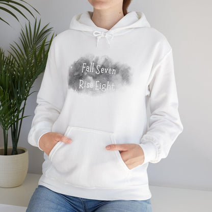 Inspirational Hoodie - Fall Seven Times, Rise Eight - Motivational Resilience Quote | CreoVibe | Price: $35.00 | Shop Now