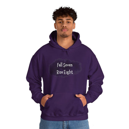 Inspirational Hoodie - Fall Seven Times, Rise Eight - Motivational Resilience Quote | CreoVibe | Price: $35.00 | Shop Now