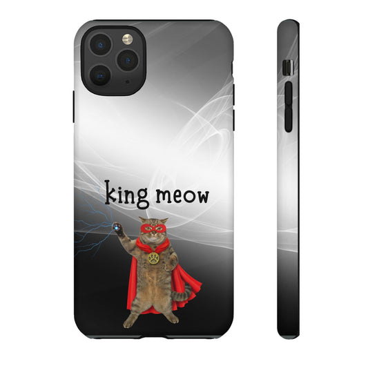 Cat Superhero Phone Case - King Meow Tough Case for Pet Lovers-Iphone, Samsung, Google Pixel. Costumizable! | CreoVibe | Price: $28.85 | Shop Now