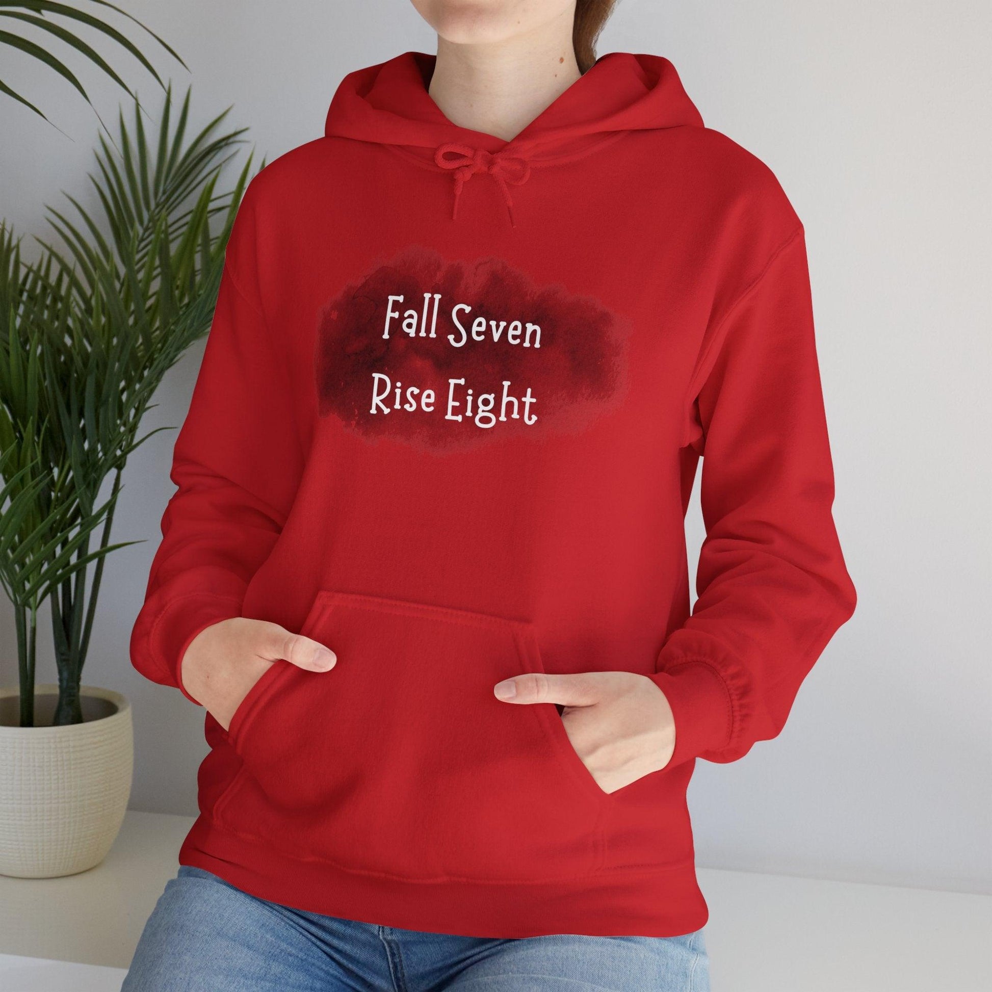 Inspirational Hoodie - Fall Seven Times, Rise Eight - Motivational Resilience Quote | CreoVibe | Price: $35.00 | Shop Now